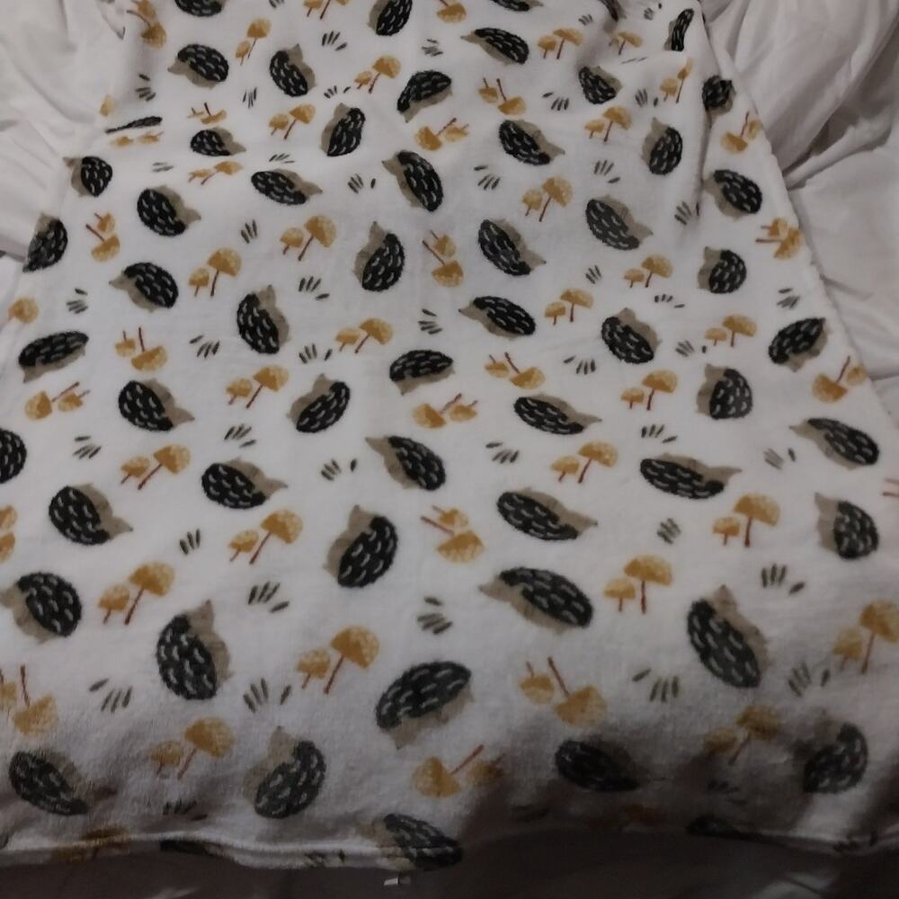 Baby blanket Parent's Choice Gray Hedgehogs Mushroom Print